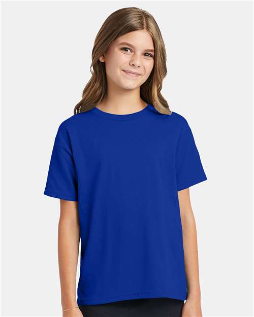 Custom Embroidered - Hanes - Ecosmart™ Youth T-Shirt - Deep Royal - 5370