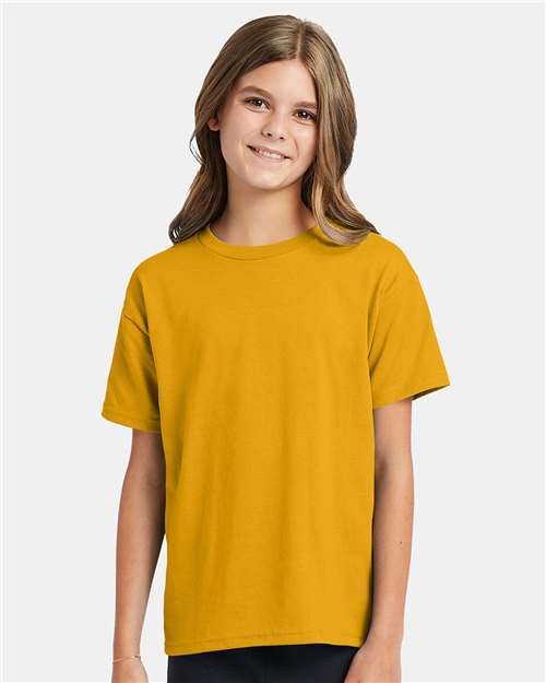 Custom Embroidered - Hanes - Ecosmart™ Youth T-Shirt - Gold - 5370