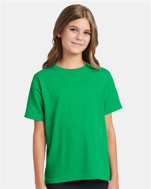 Custom Embroidered - Hanes - Ecosmart™ Youth T-Shirt - Kelly Green - 5370