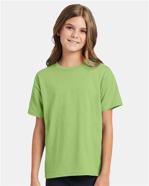 Custom Embroidered - Hanes - Ecosmart™ Youth T-Shirt - Lime - 5370