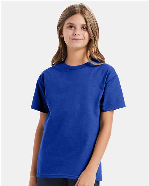 Custom Embroidered - Hanes - Authentic Youth T-Shirt - Deep Royal - 5450