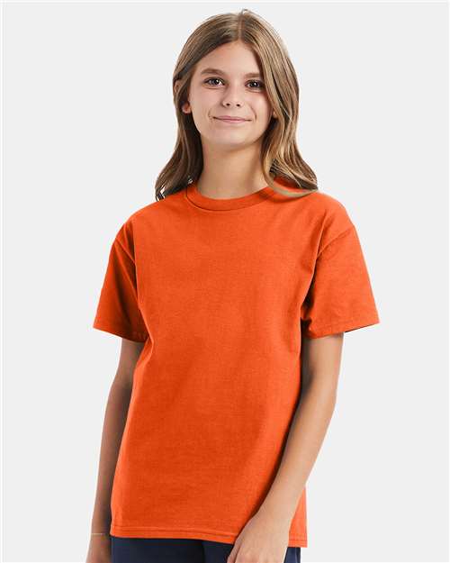 Custom Embroidered - Hanes - Authentic Youth T-Shirt - Orange - 5450