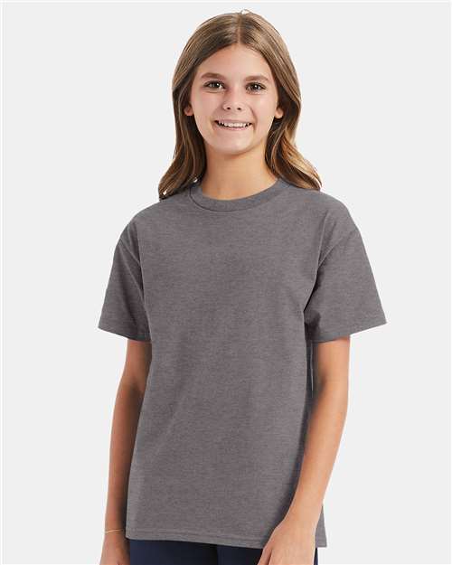 Custom Embroidered - Hanes - Authentic Youth T-Shirt - Oxford Grey - 5450