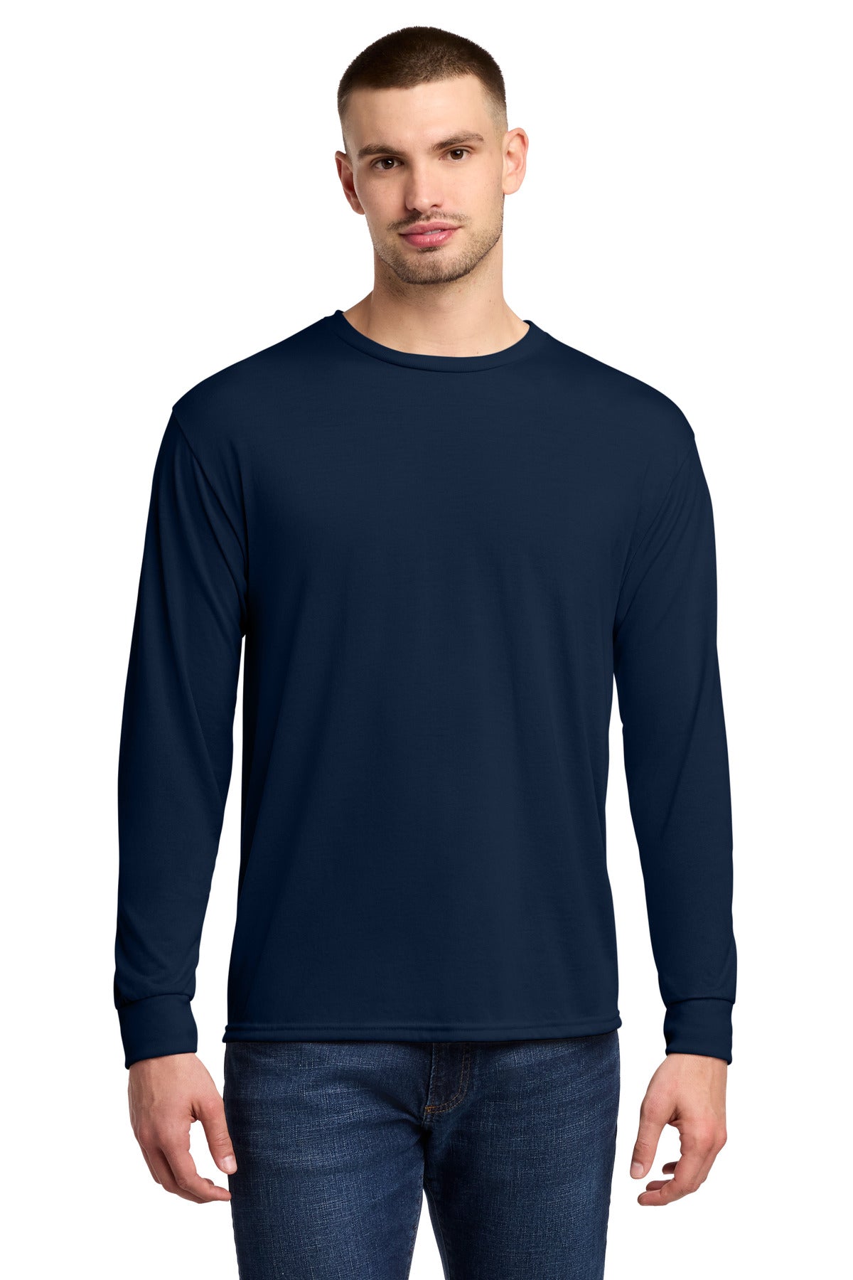 Custom Embroidery or DTF Print - Jerzees ®  Dri-Power ®  100% Polyester Long Sleeve T-Shirt 21LS