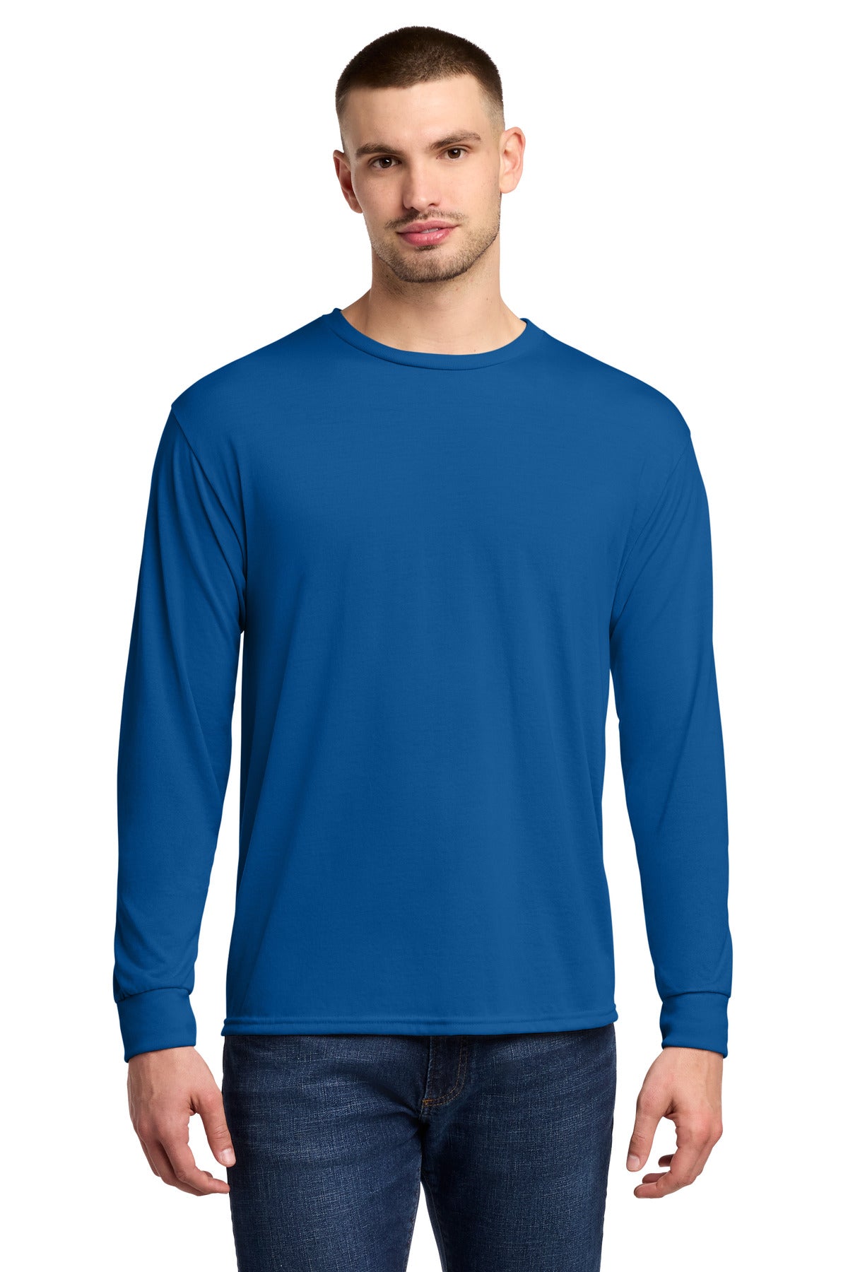 Custom Embroidery or DTF Print - Jerzees ®  Dri-Power ®  100% Polyester Long Sleeve T-Shirt 21LS