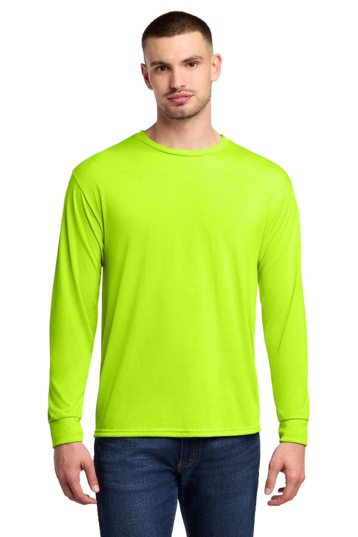 Custom Embroidery or DTF Print - Jerzees ®  Dri-Power ®  100% Polyester Long Sleeve T-Shirt 21LS