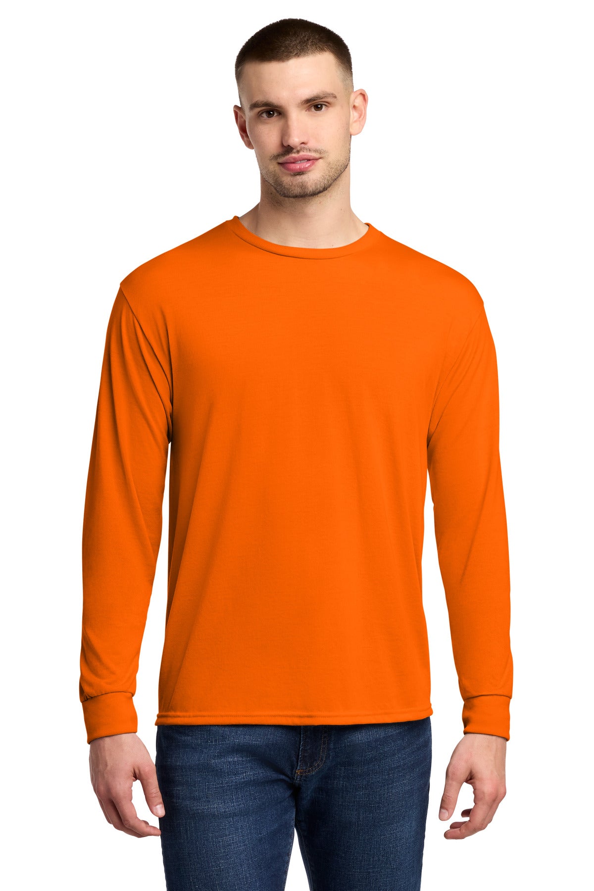Custom Embroidery or DTF Print - Jerzees ®  Dri-Power ®  100% Polyester Long Sleeve T-Shirt 21LS
