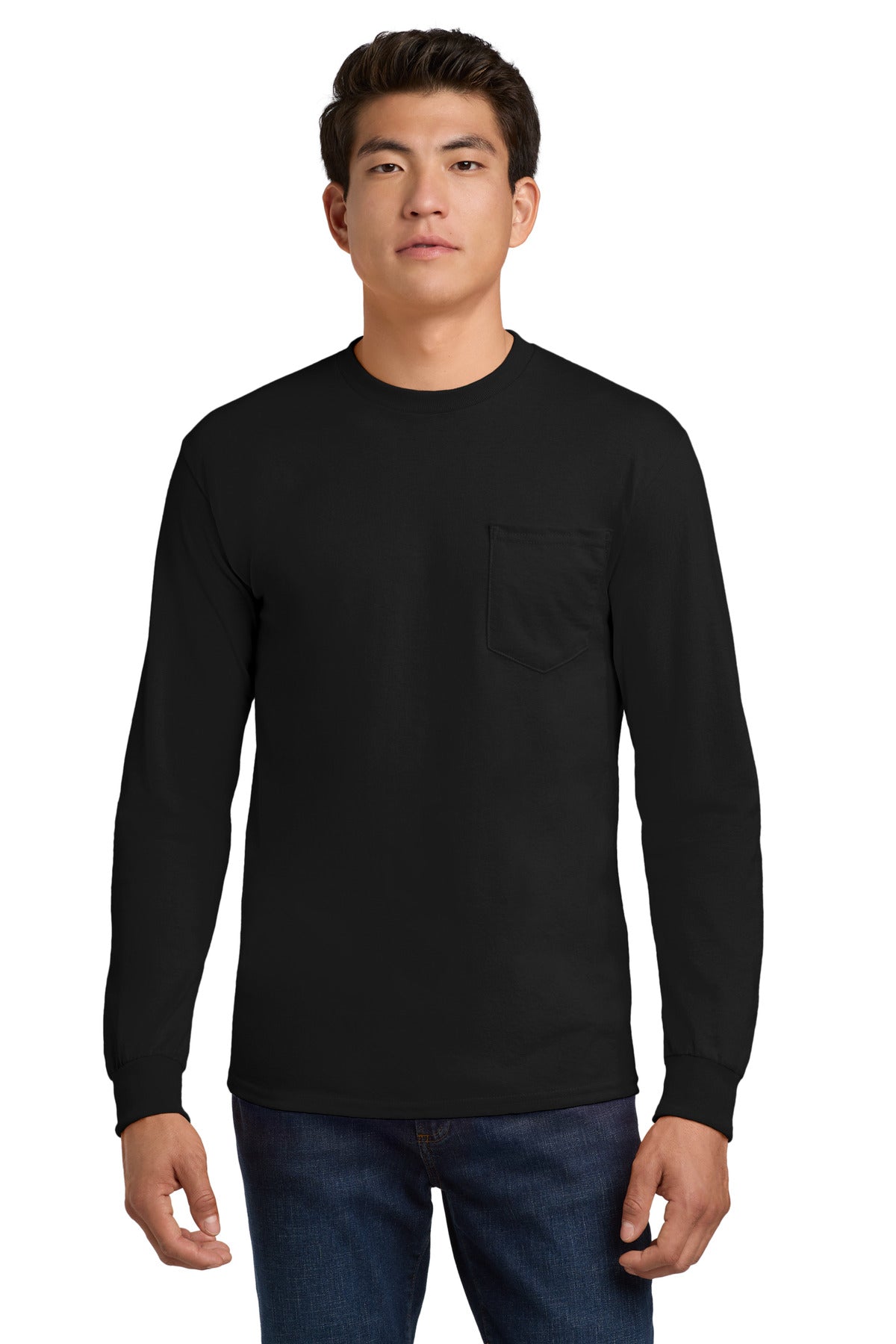 Custom Embroidered or DTF Printed - Gildan ®  - Ultra Cotton ®  100% US Cotton Long Sleeve T-Shirt with Pocket.  2410