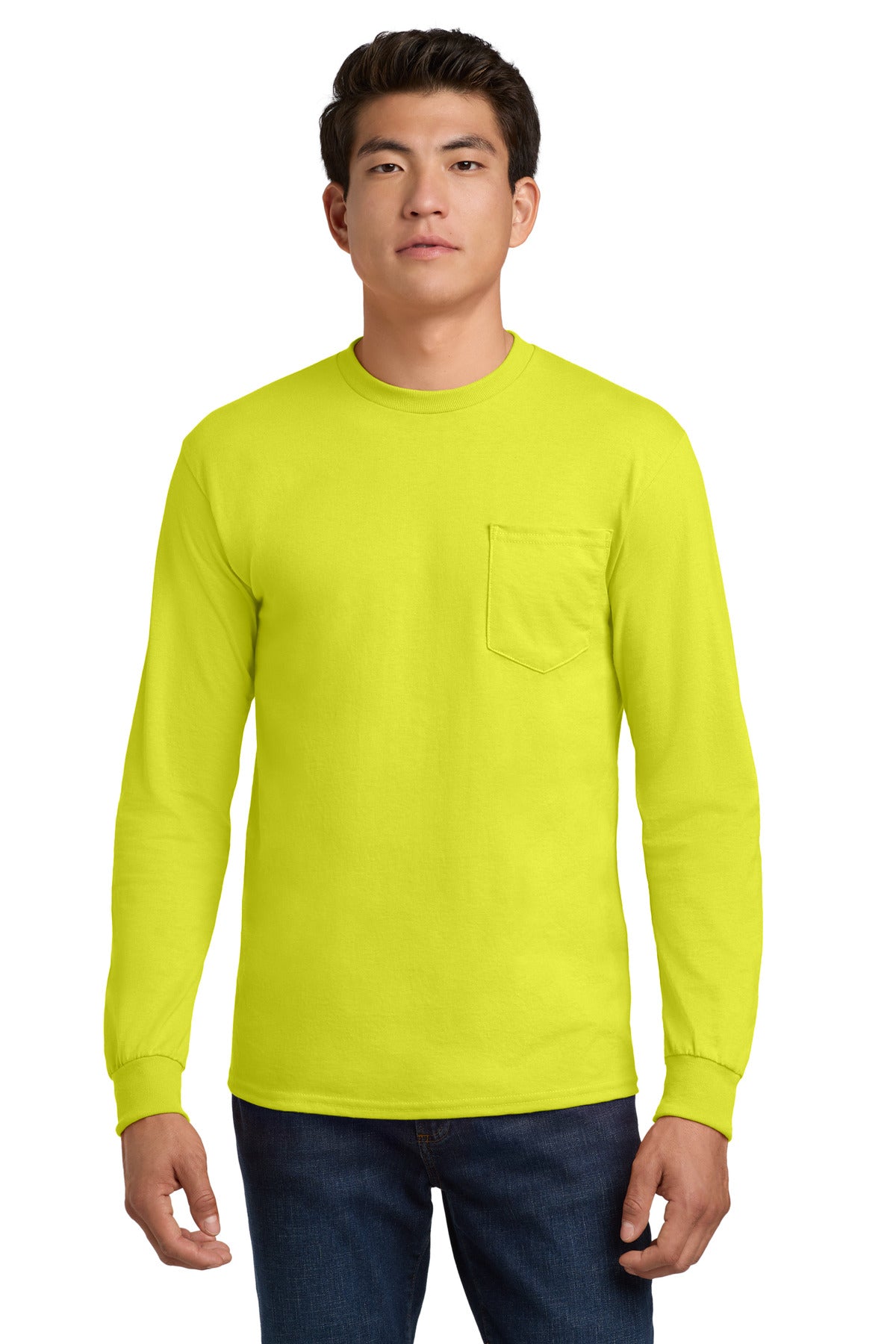 Custom Embroidered or DTF Printed - Gildan ®  - Ultra Cotton ®  100% US Cotton Long Sleeve T-Shirt with Pocket.  2410