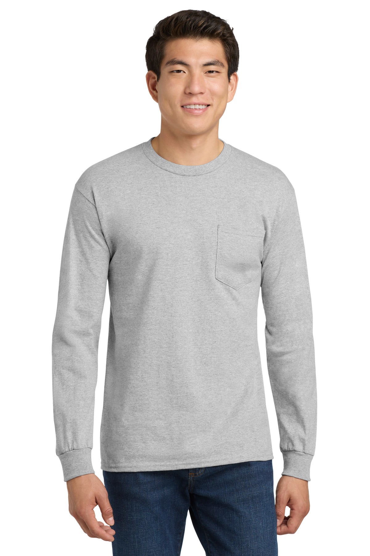 Custom Embroidered or DTF Printed - Gildan ®  - Ultra Cotton ®  100% US Cotton Long Sleeve T-Shirt with Pocket.  2410