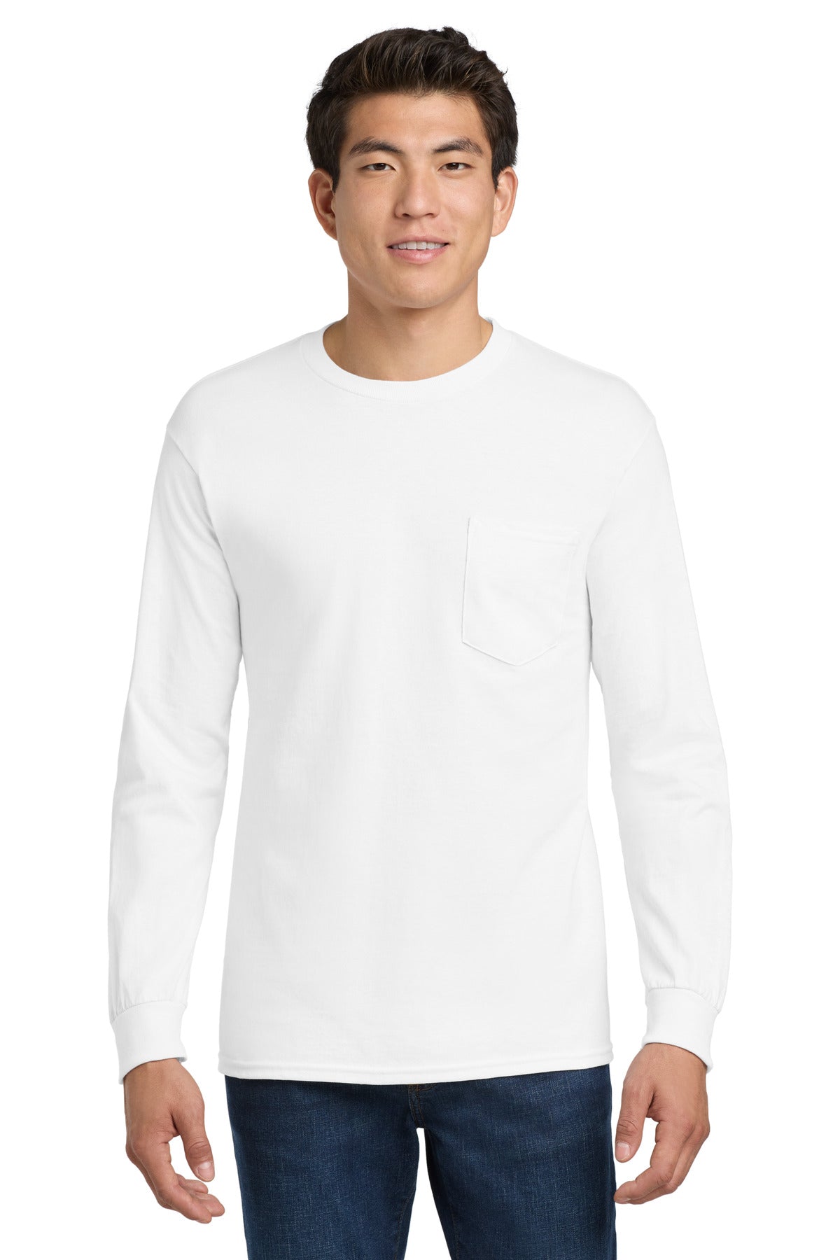 Custom Embroidered or DTF Printed - Gildan ®  - Ultra Cotton ®  100% US Cotton Long Sleeve T-Shirt with Pocket.  2410