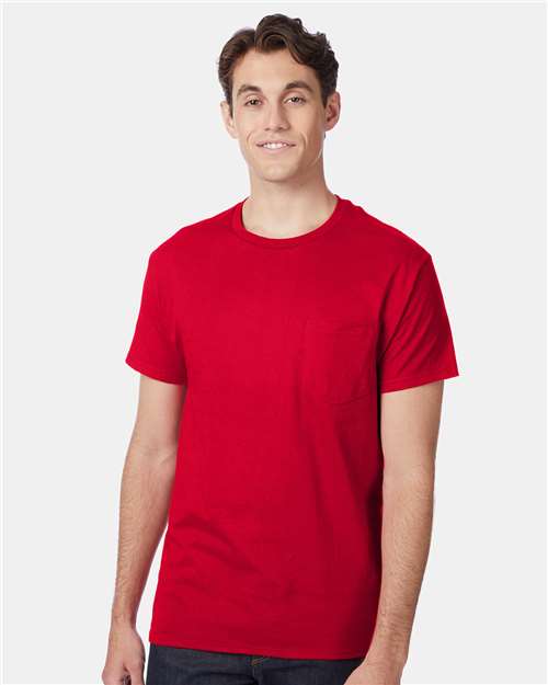 Custom Embroidered - Hanes - Authentic Pocket T-Shirt - 5590