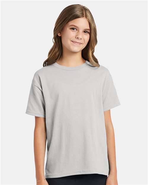 Custom Embroidered - Hanes - Ecosmart™ Youth T-Shirt - Ash - 5370