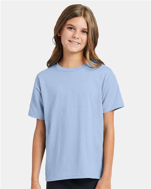 Custom Embroidered - Hanes - Ecosmart™ Youth T-Shirt - Light Blue - 5370