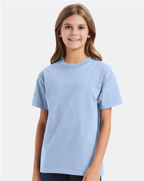 Custom Embroidered - Hanes - Authentic Youth T-Shirt - Light Blue - 5450