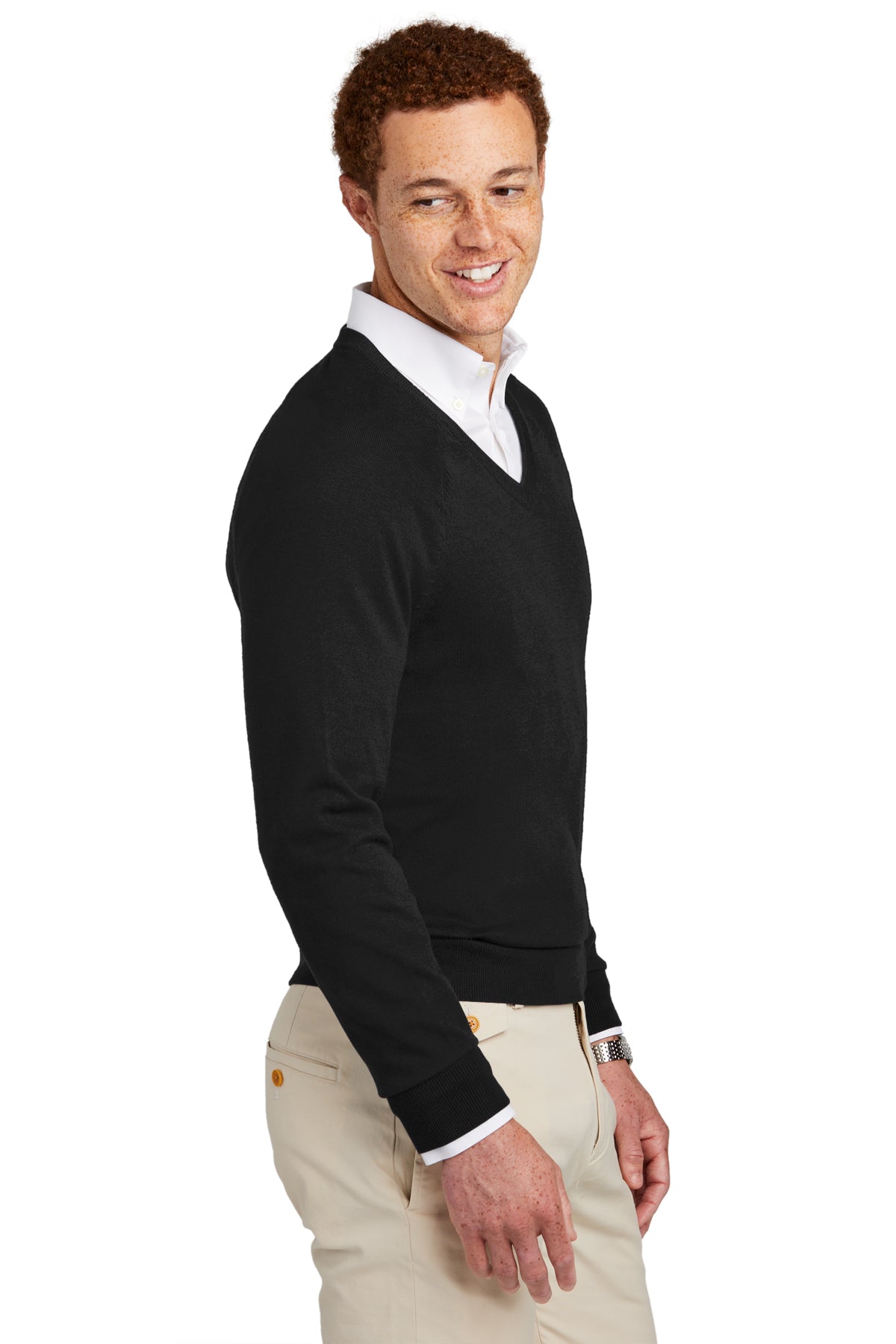 Custom Embroidered - Brooks Brothers® Cotton Stretch V-Neck Sweater BB18400