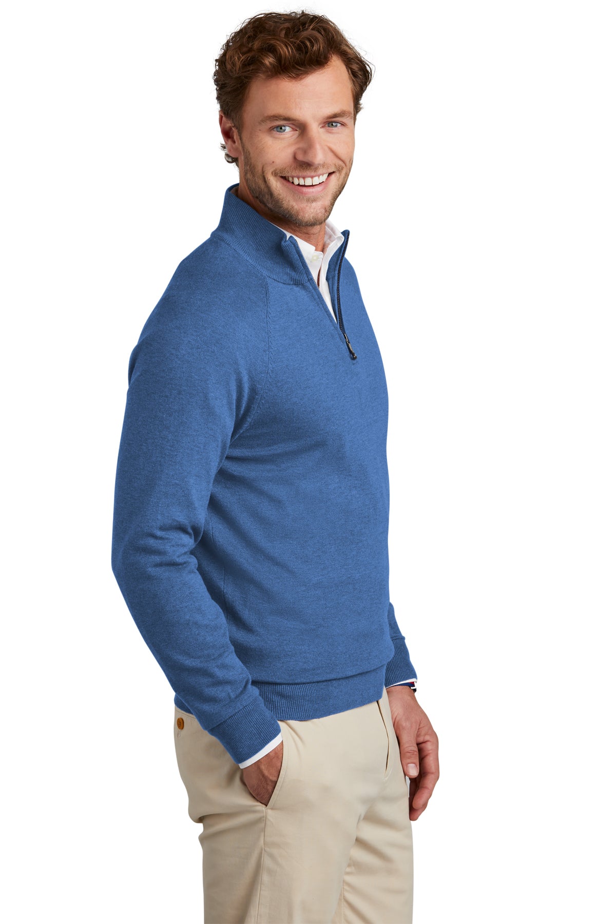 Custom Embroidered - Brooks Brothers® Cotton Stretch 1/4-Zip Sweater BB18402