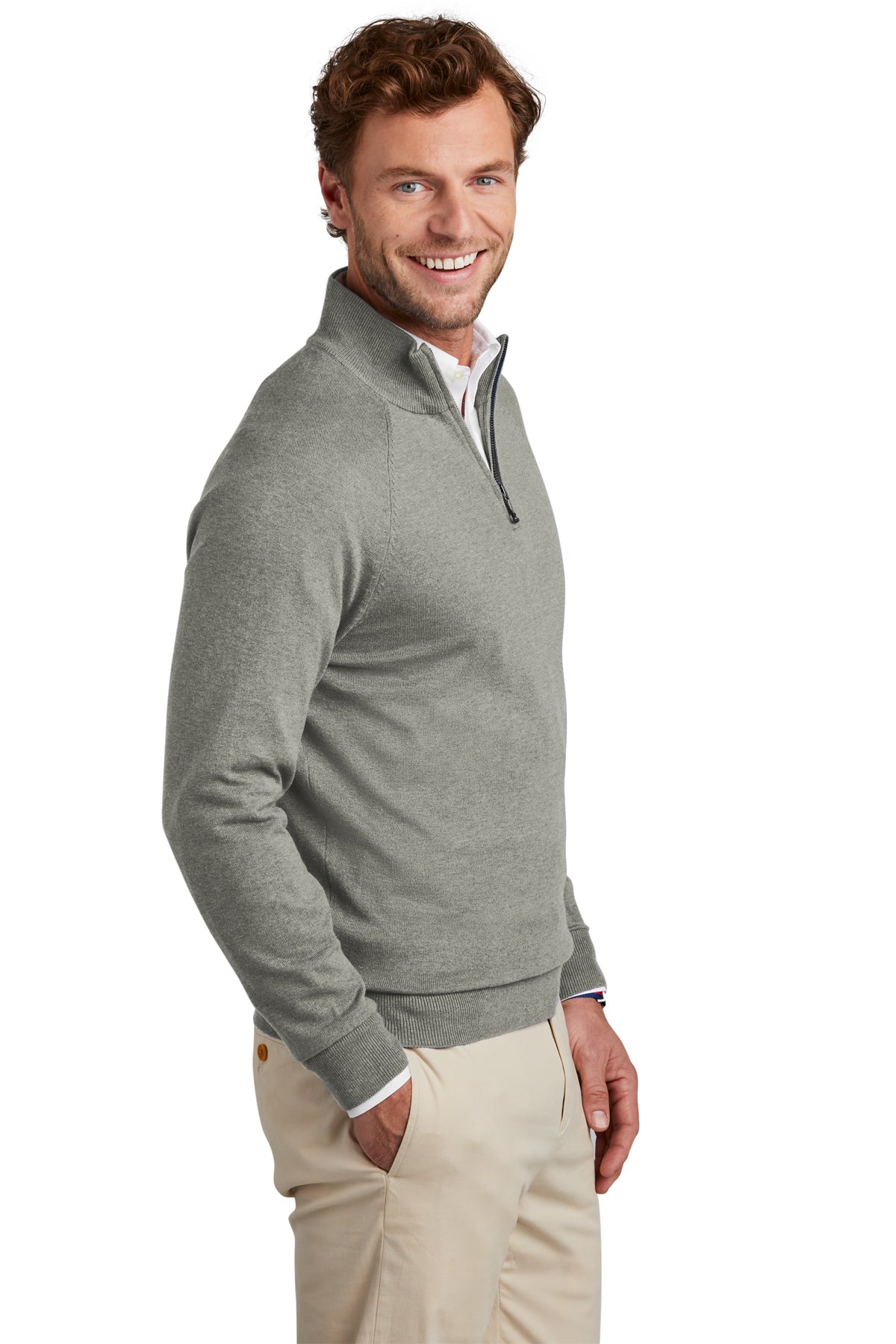 Custom Embroidered - Brooks Brothers® Cotton Stretch 1/4-Zip Sweater BB18402