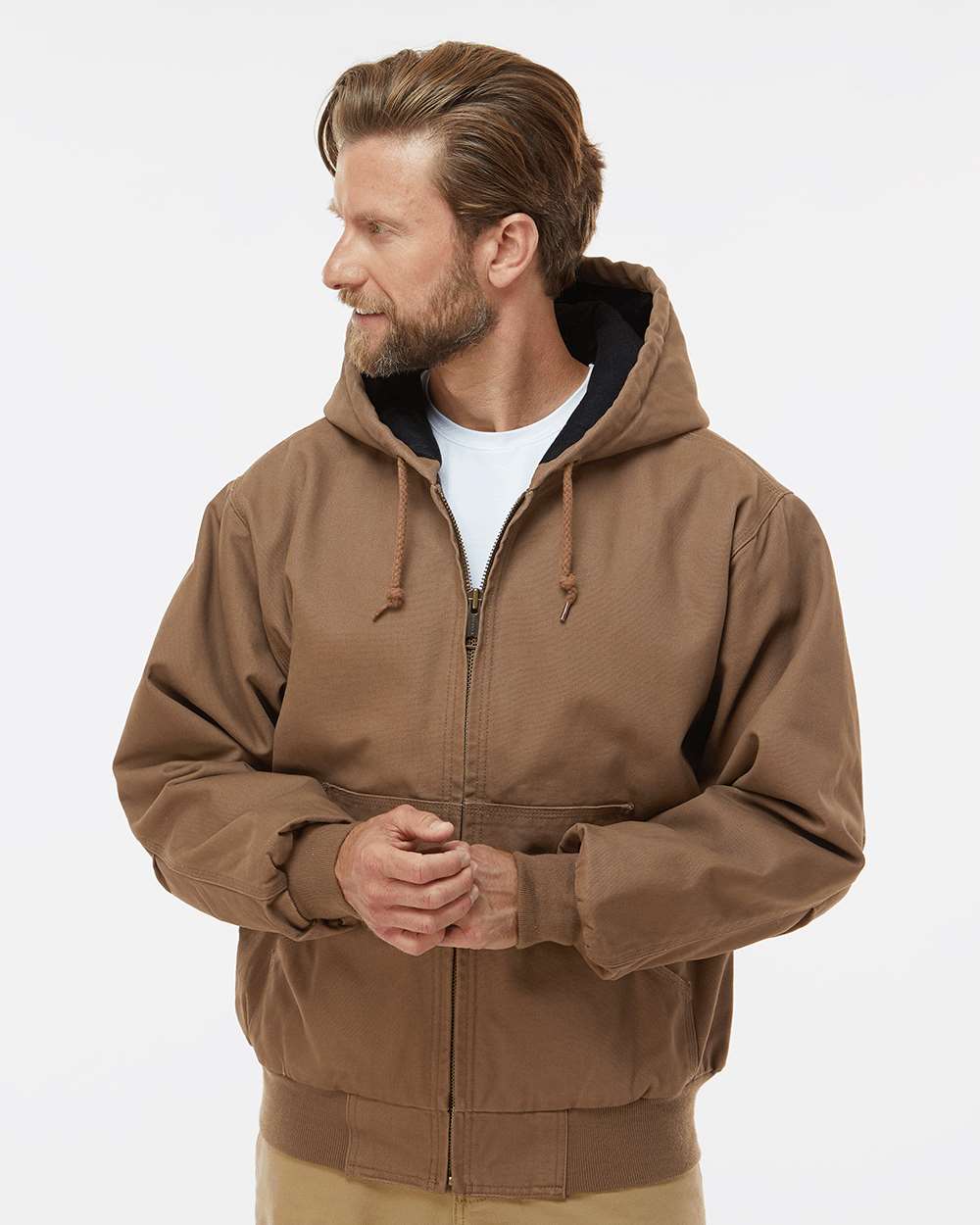 DRI-DUCK Cheyenne Boulder Cloth Hooded Jacket with Tricot Quilt Lining - Custom logo discount embroidery - Outdoor Jacket