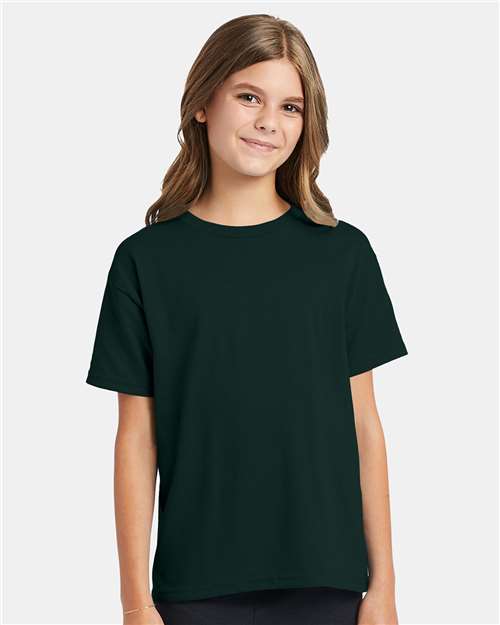 Custom Embroidered - Hanes - Ecosmart™ Youth T-Shirt - Deep Forest - 5370