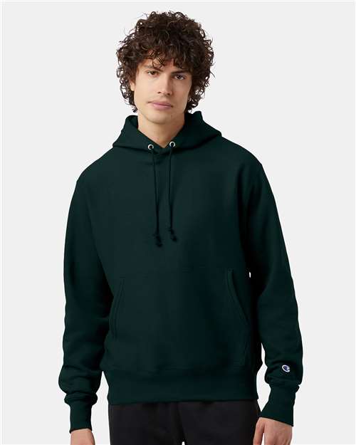 Custom Embroidered - Champion - Reverse Weave® Hooded Sweatshirt - Dark Green - S101