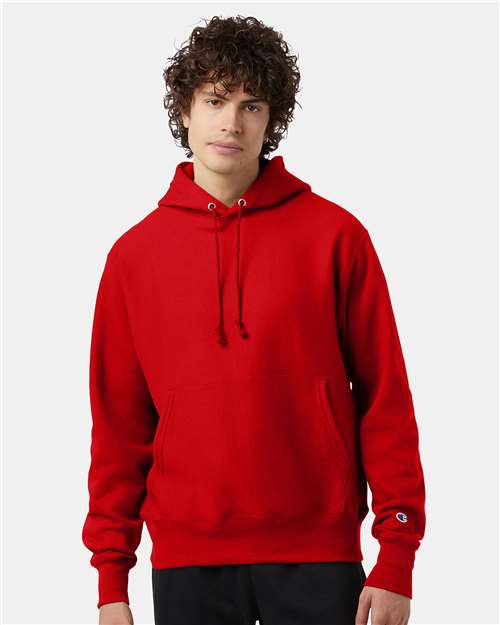 Custom Embroidered - Champion - Reverse Weave® Hooded Sweatshirt - Scarlet - S101