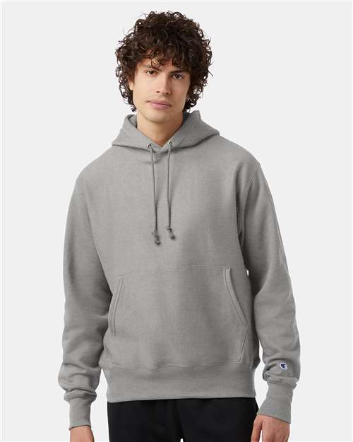 Custom Embroidered - Champion - Reverse Weave® Hooded Sweatshirt - Oxford Grey - S101