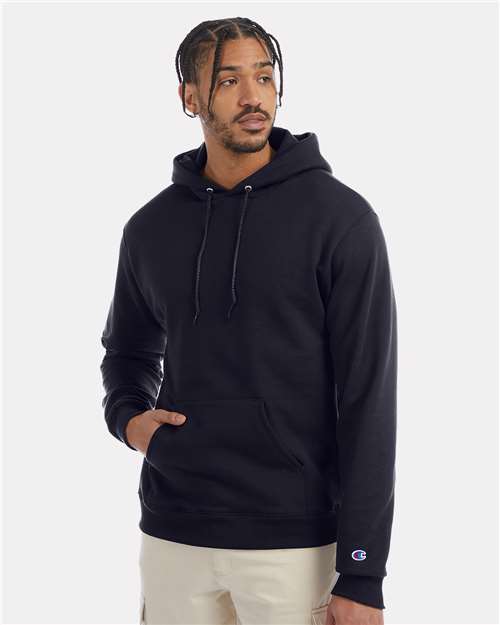 Custom Embroidered - Champion - Powerblend® Hooded Sweatshirt - Black - S700