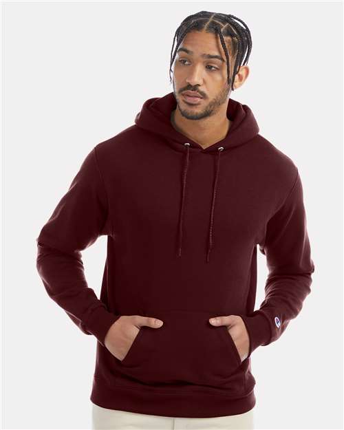 Custom Embroidered - Champion - Powerblend® Hooded Sweatshirt - Maroon - S700