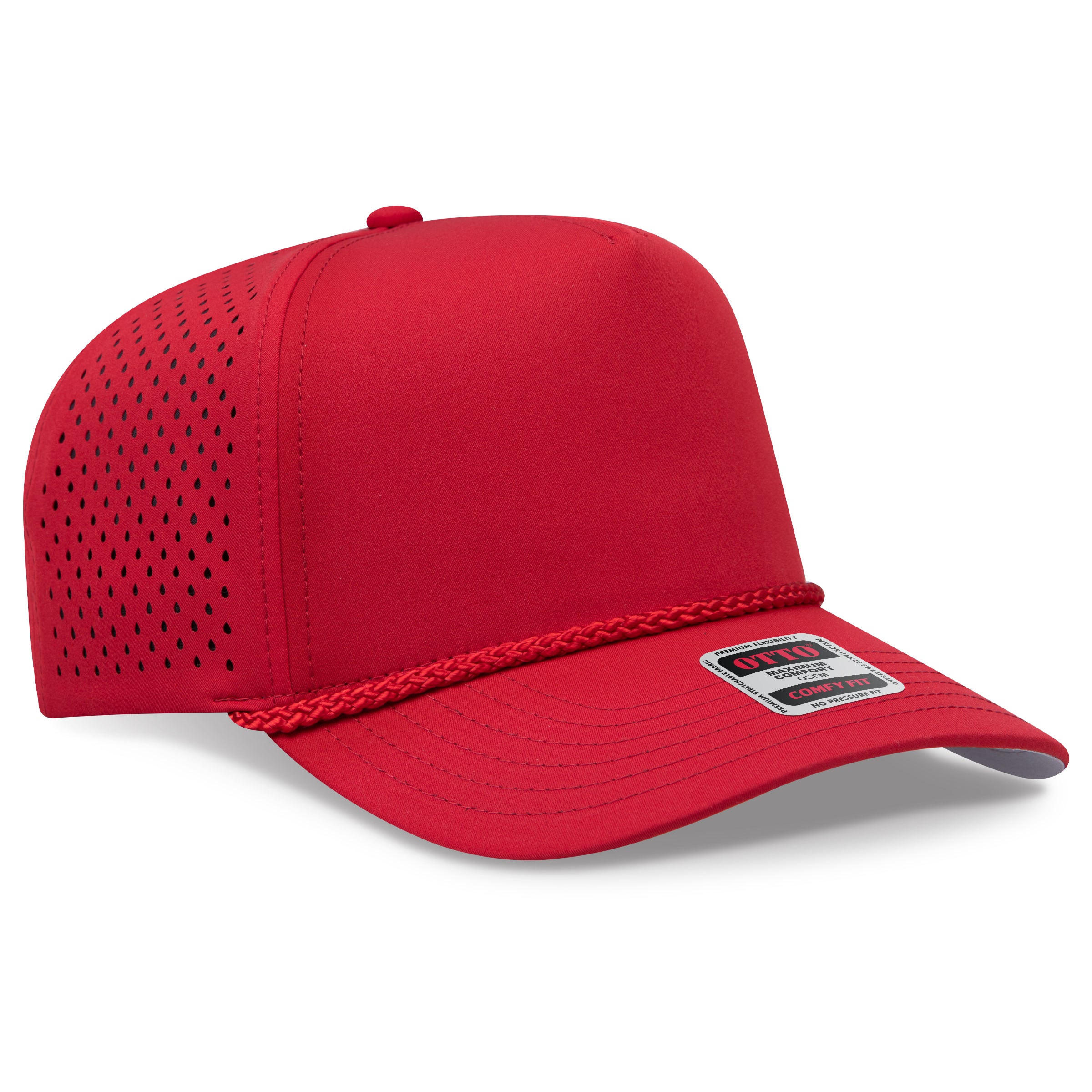 Custom Embroidered or DTF Printed - OTTO CAP® OTTO COMFY FIT® 5 Panel Mid Profile Perforated Baseball Cap