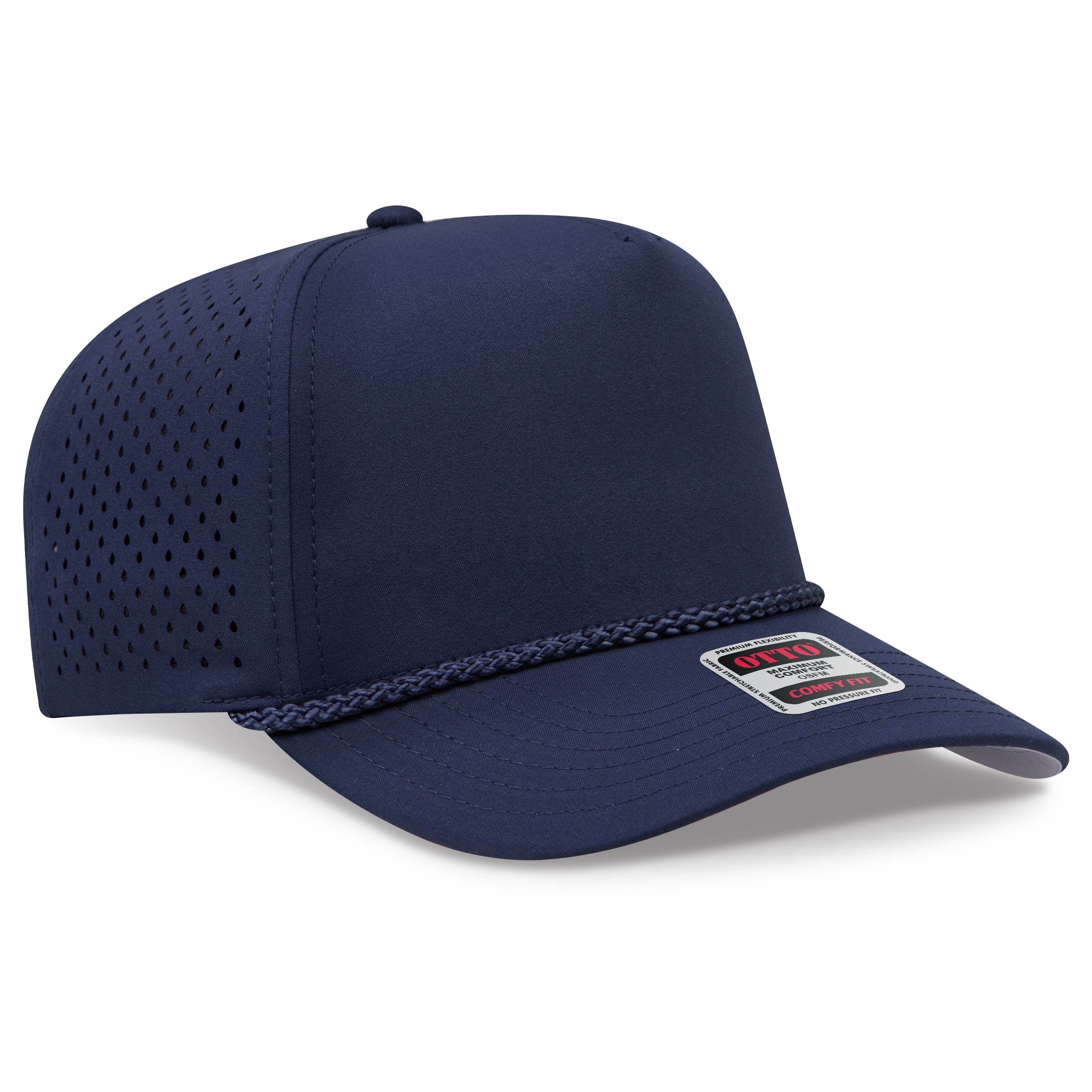 Custom Embroidered or DTF Printed - OTTO CAP® OTTO COMFY FIT® 5 Panel Mid Profile Perforated Baseball Cap