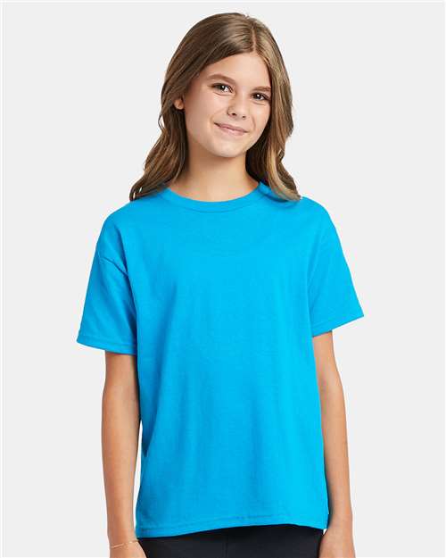 Custom Embroidered - Hanes - Ecosmart™ Youth T-Shirt - Teal - 5370