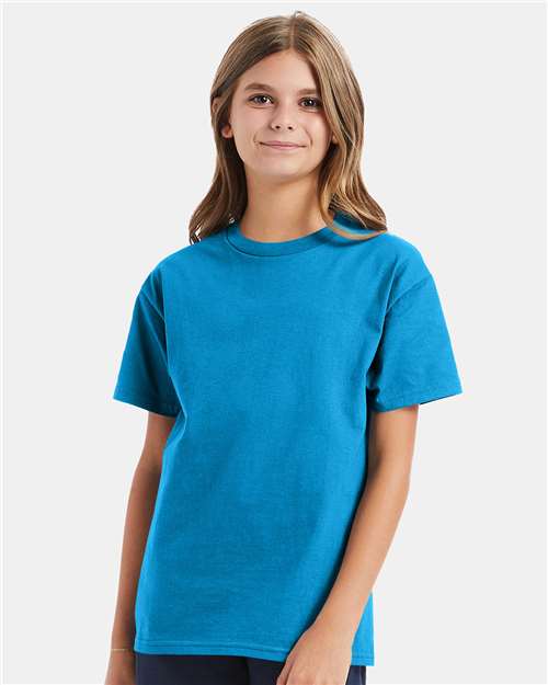 Custom Embroidered - Hanes - Authentic Youth T-Shirt - Teal - 5450