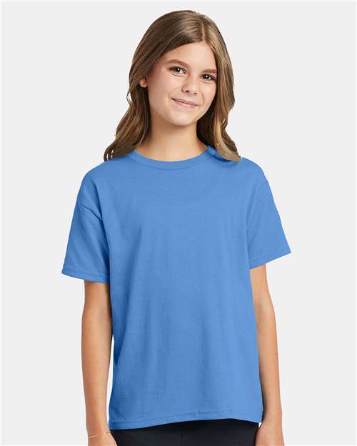 Custom Embroidered - Hanes - Ecosmart™ Youth T-Shirt - Carolina Blue - 5370