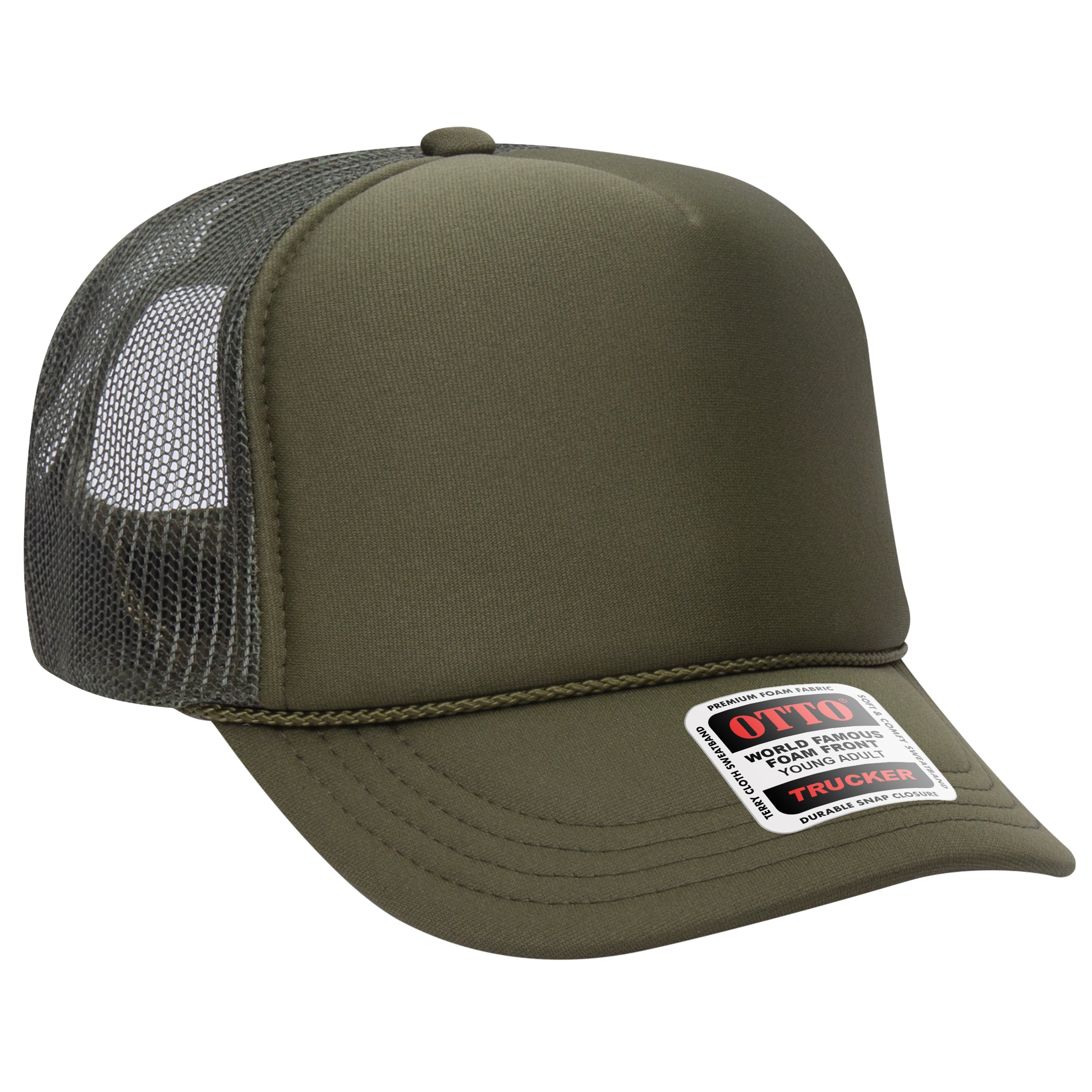 Custom Embroidered or DTF Printed - OTTO CAP® 5 Panel High Crown Mesh Back Trucker Hat