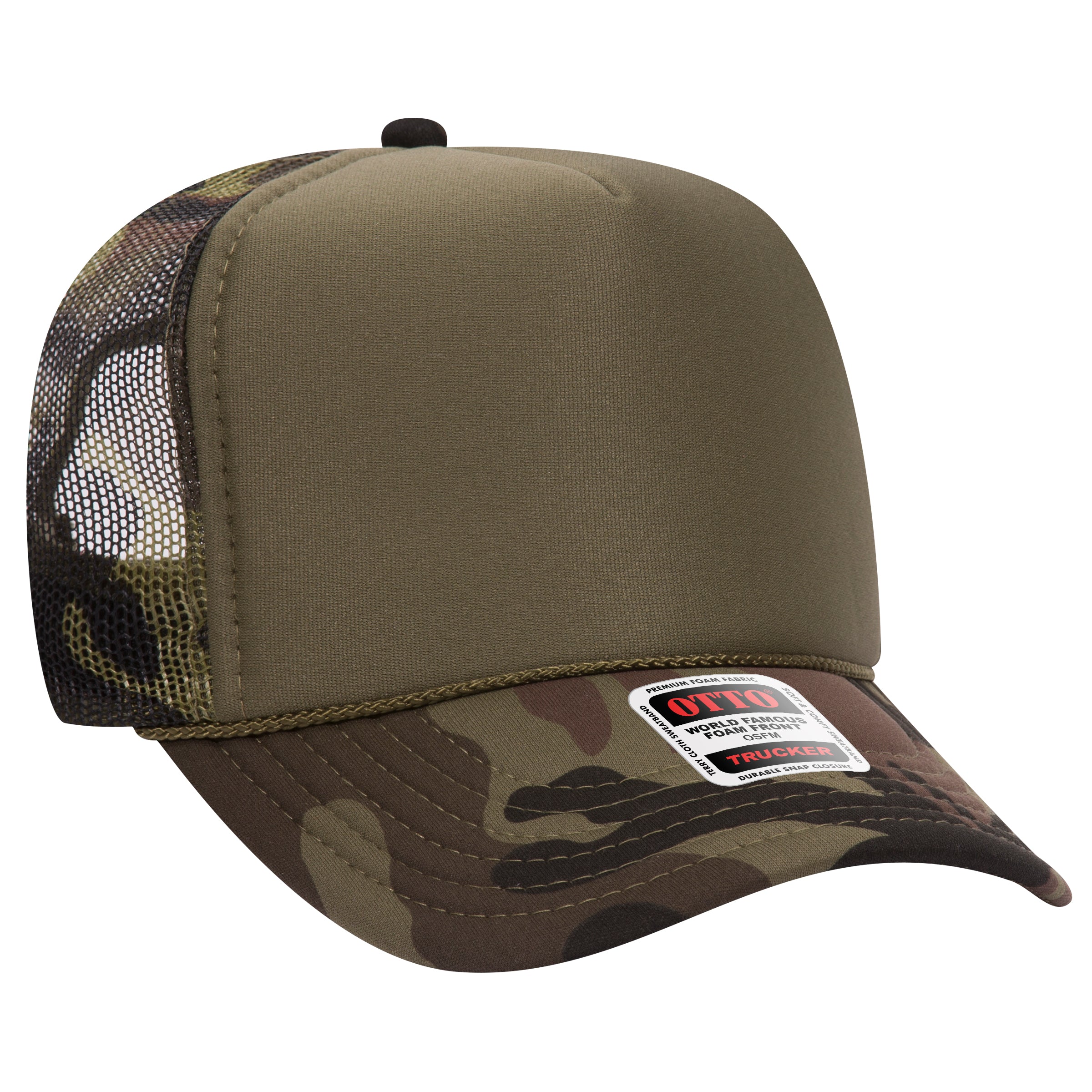 Custom Embroidered or DTF Printed - OTTO CAP® 5 Panel High Crown Mesh Back Trucker Hat