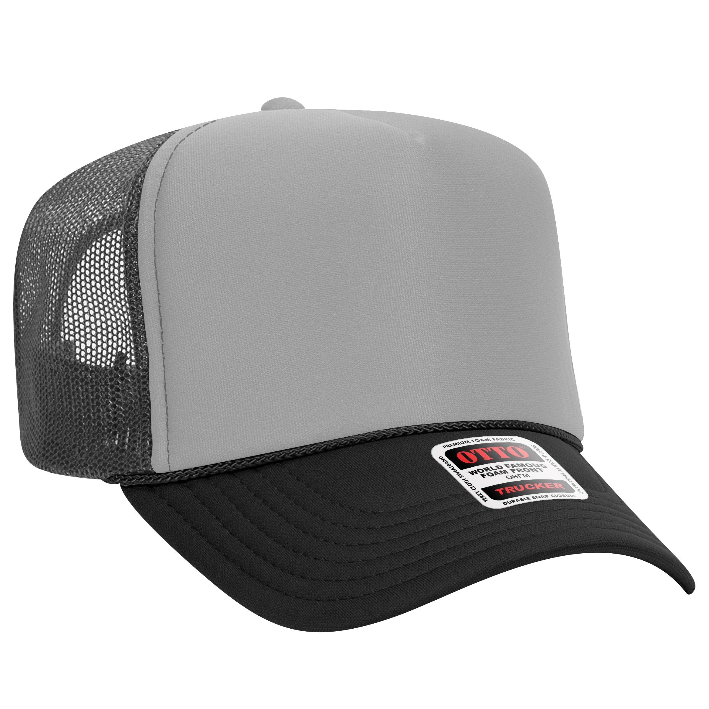 Custom Embroidered or DTF Printed - OTTO CAP® 5 Panel High Crown Mesh Back Trucker Hat