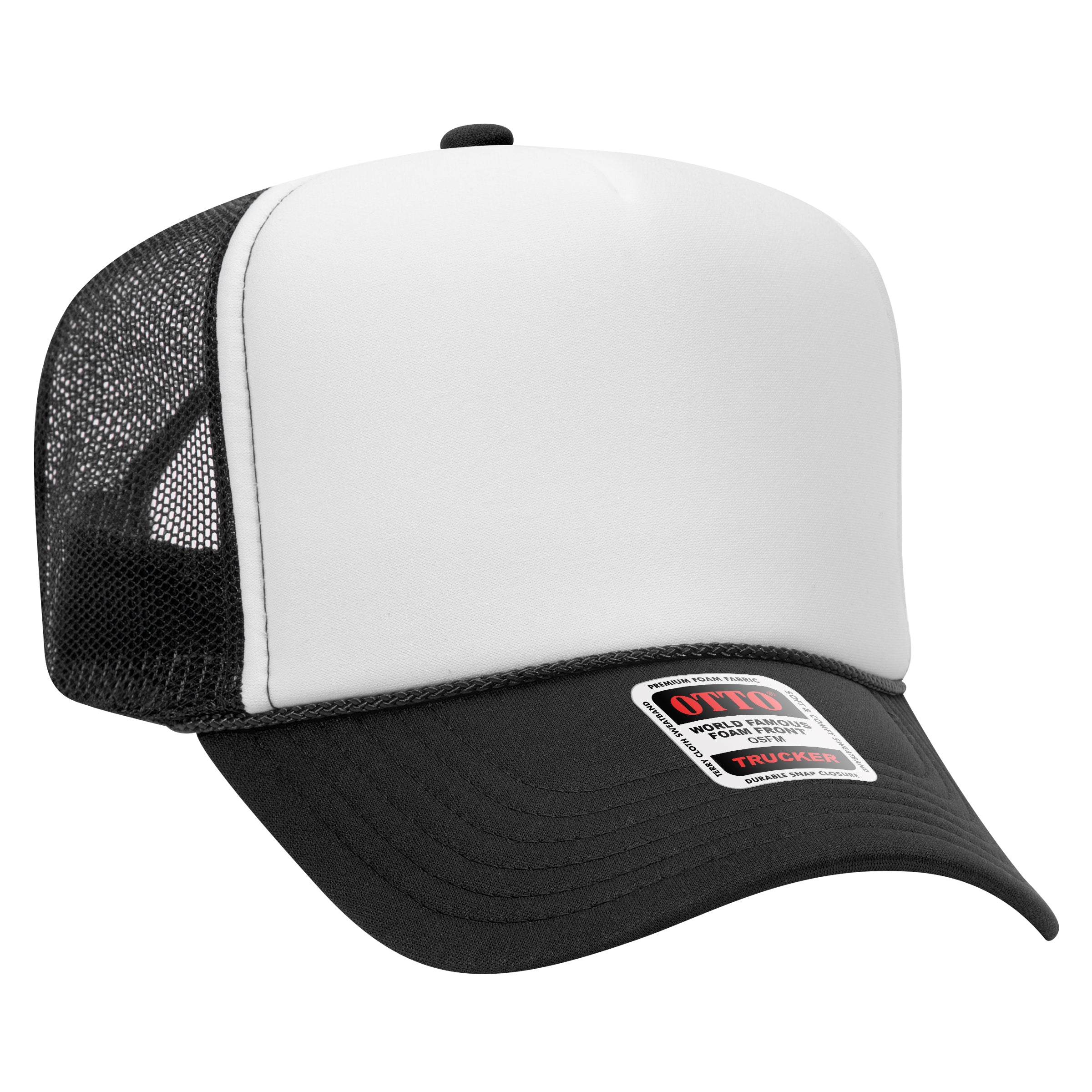 Custom Embroidered or DTF Printed - OTTO CAP® 5 Panel High Crown Mesh Back Trucker Hat