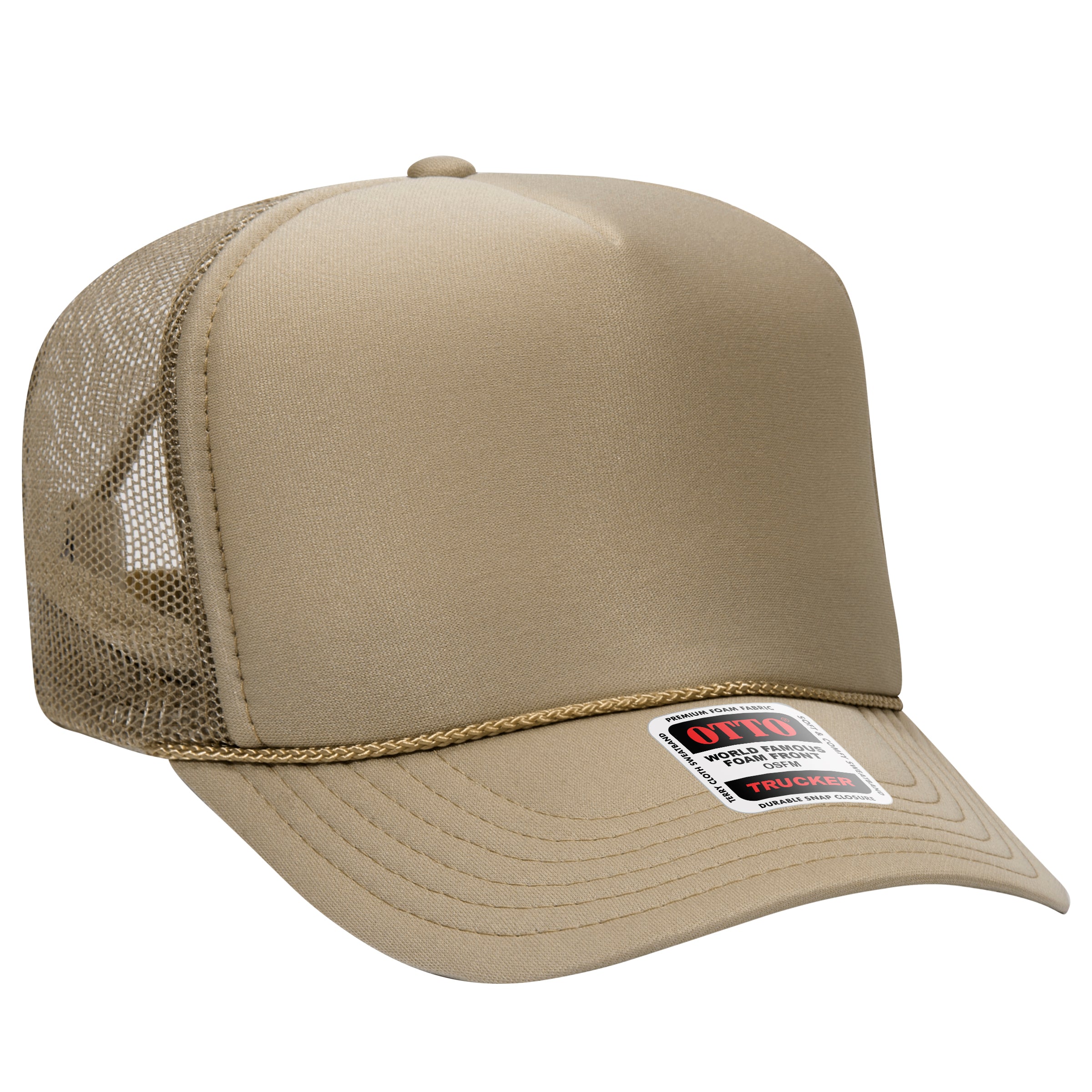 Custom Embroidered or DTF Printed - OTTO CAP® 5 Panel High Crown Mesh Back Trucker Hat