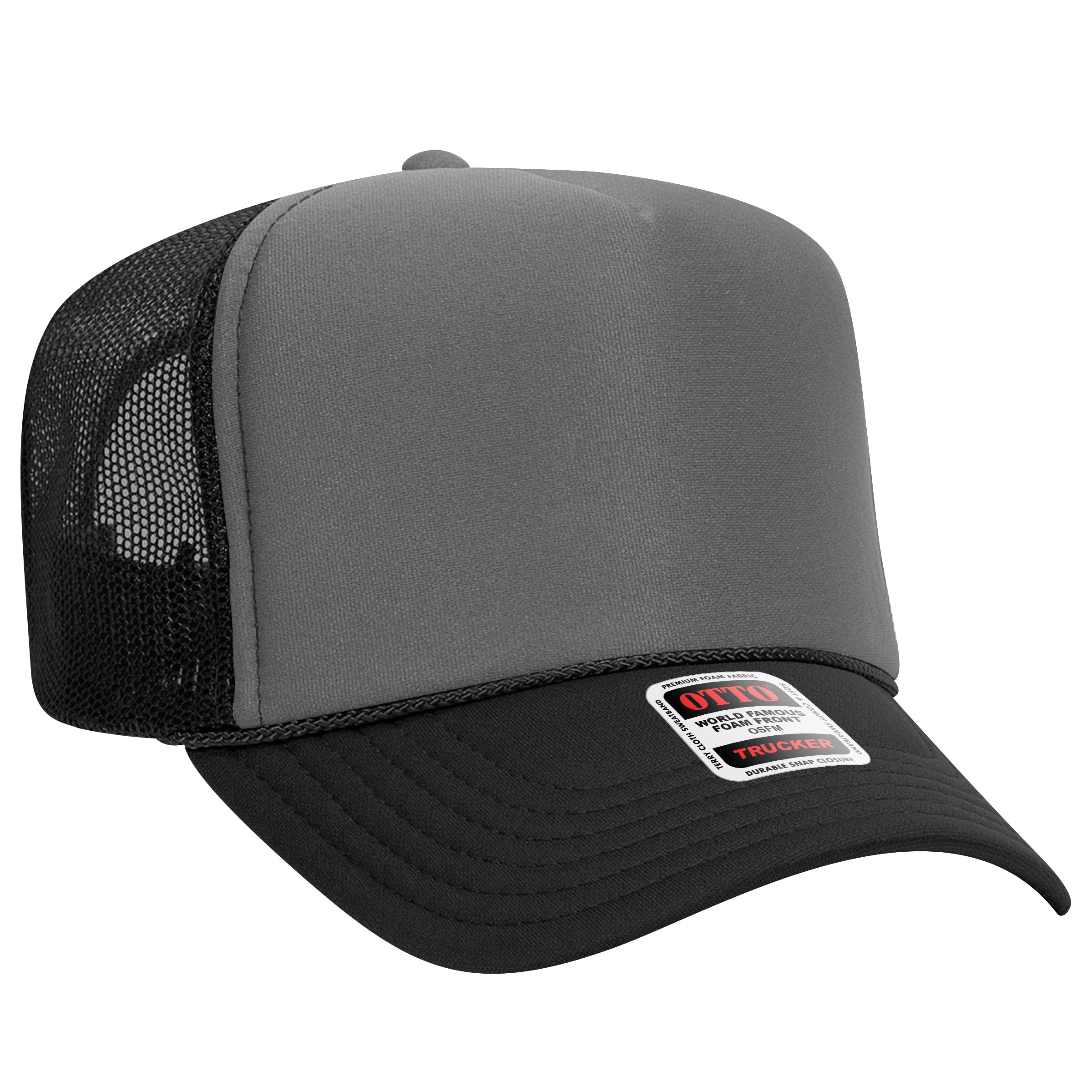 Custom Embroidered or DTF Printed - OTTO CAP® 5 Panel High Crown Mesh Back Trucker Hat