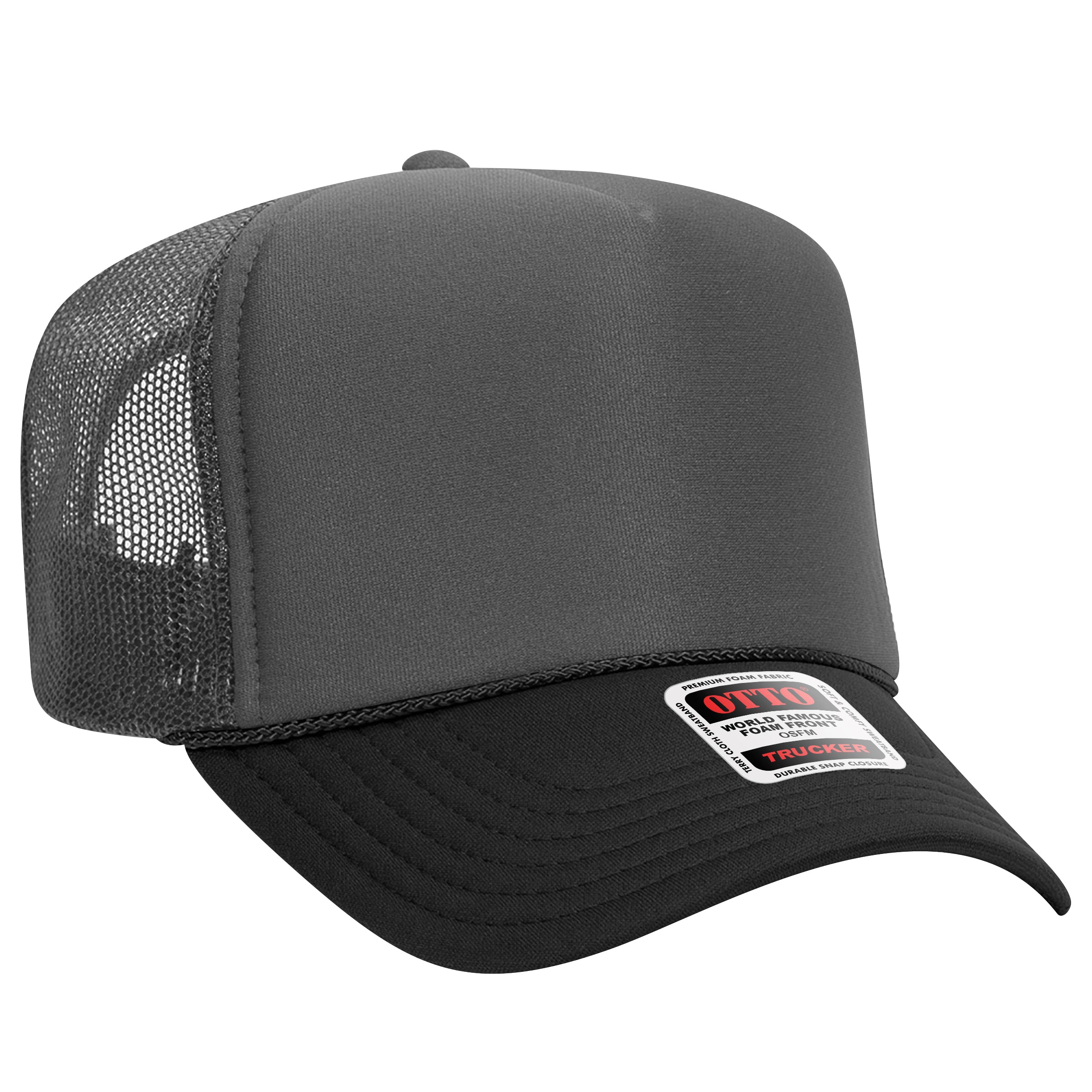 Custom Embroidered or DTF Printed - OTTO CAP® 5 Panel High Crown Mesh Back Trucker Hat