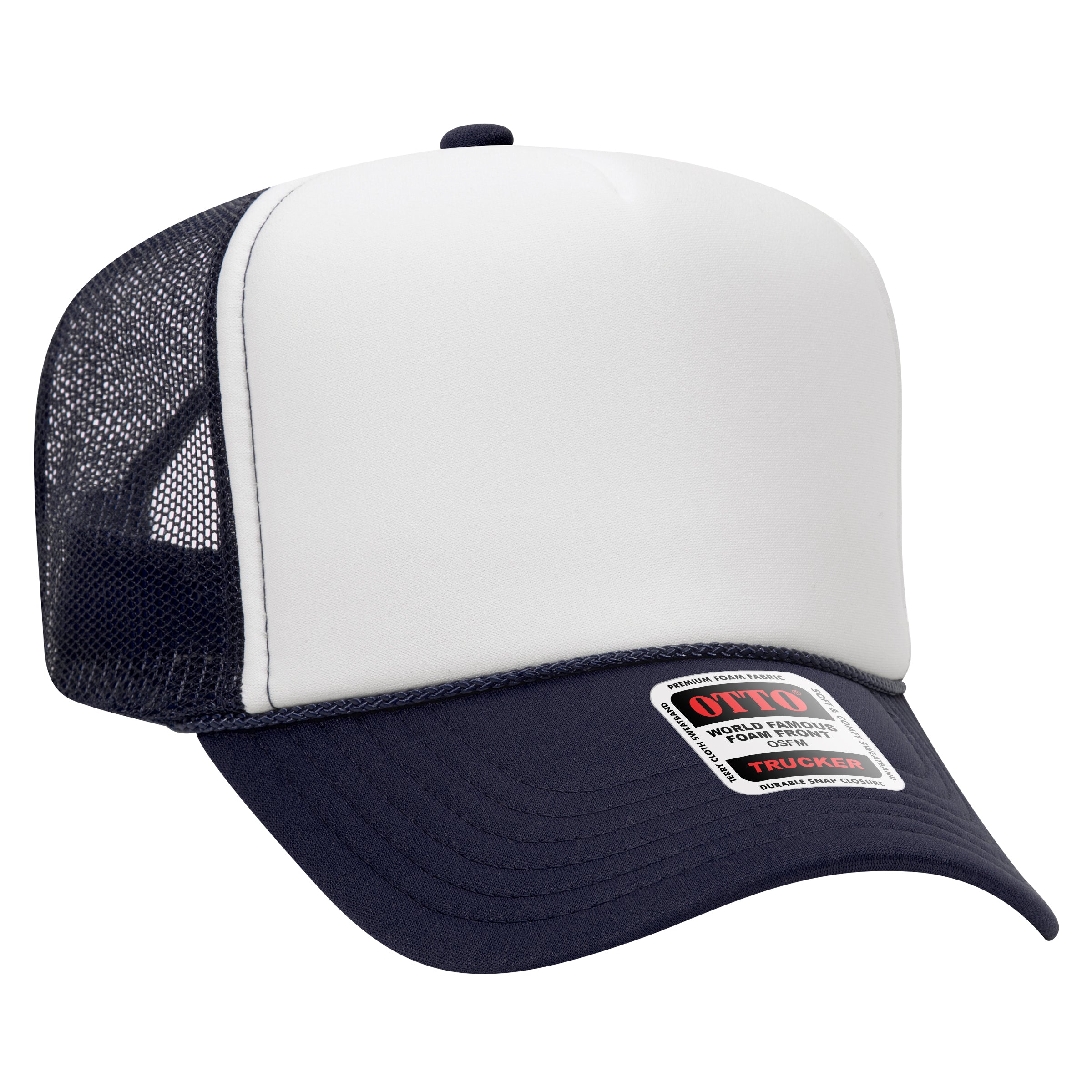 Custom Embroidered or DTF Printed - OTTO CAP® 5 Panel High Crown Mesh Back Trucker Hat