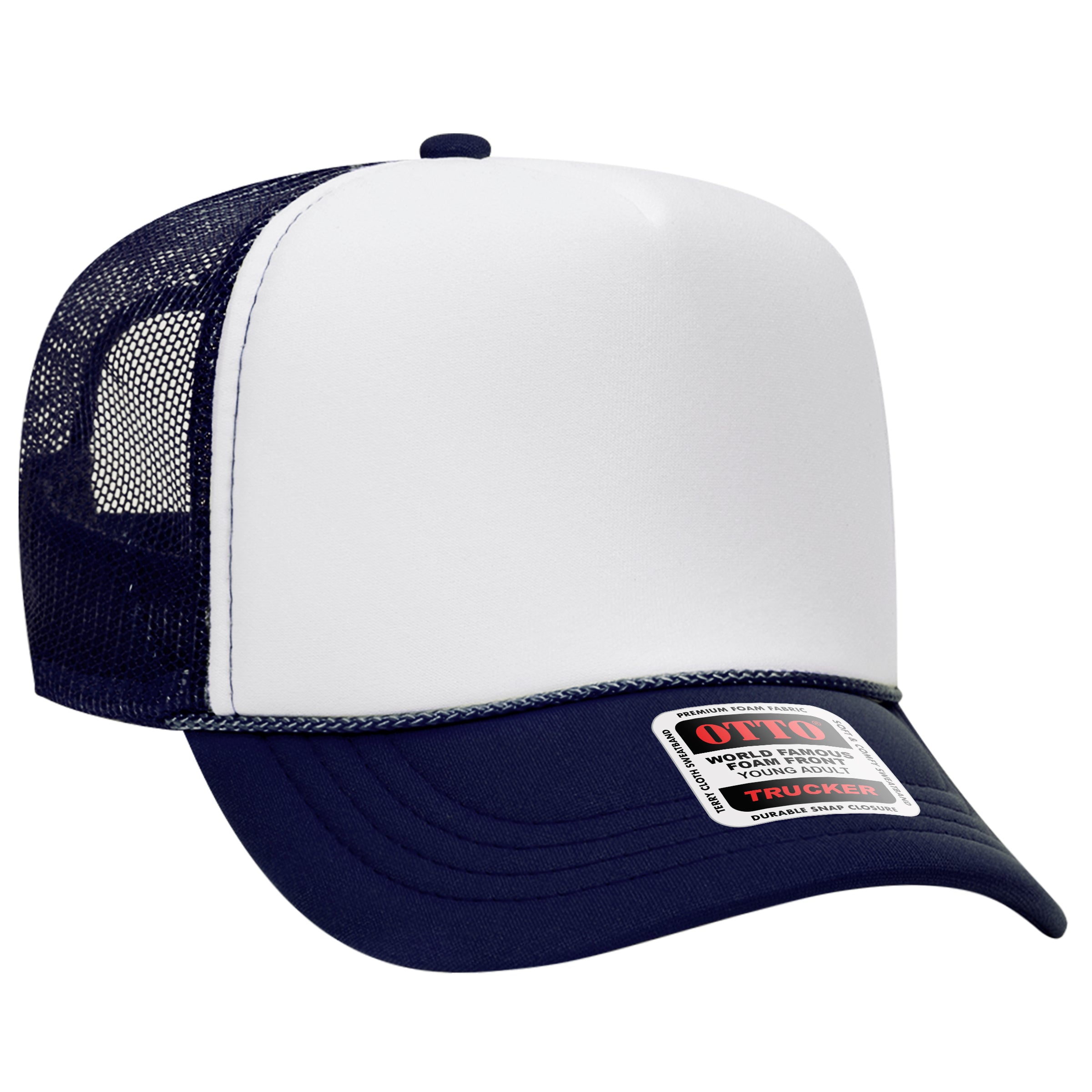 Custom Embroidered or DTF Printed - OTTO CAP® 5 Panel High Crown Mesh Back Trucker Hat