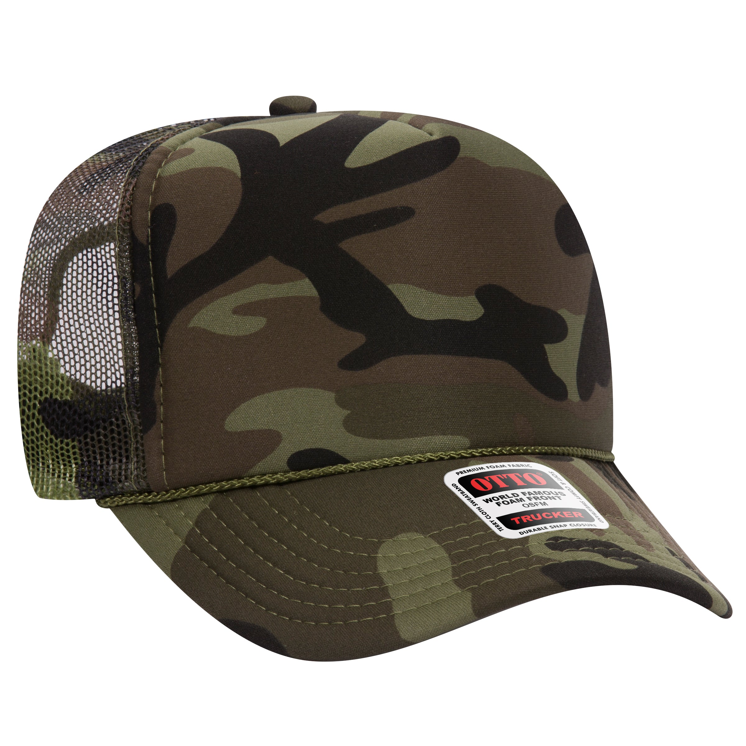 Custom Embroidered or DTF Printed - OTTO CAP® 5 Panel High Crown Mesh Back Trucker Hat