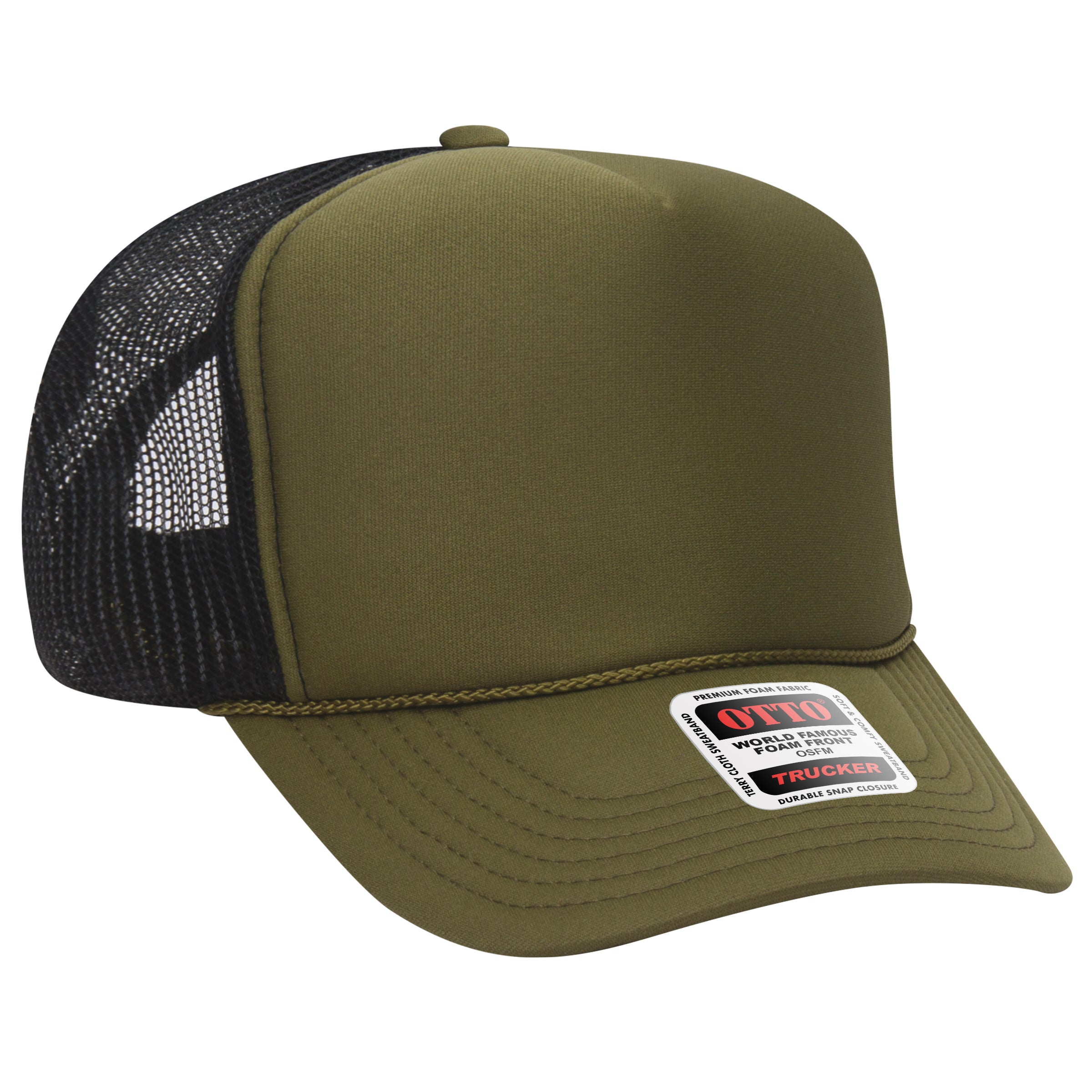 Custom Embroidered or DTF Printed - OTTO CAP® 5 Panel High Crown Mesh Back Trucker Hat