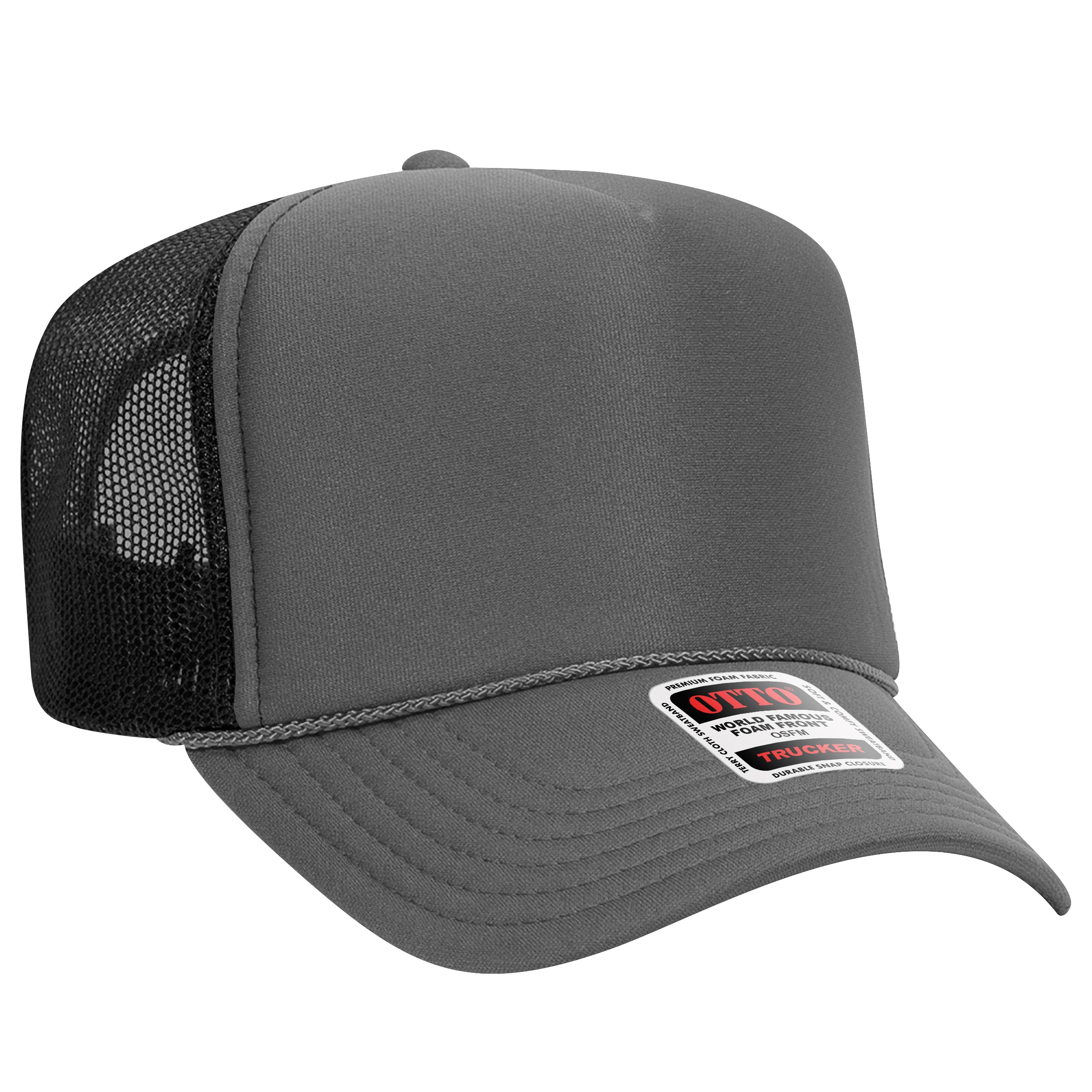 Custom Embroidered or DTF Printed - OTTO CAP® 5 Panel High Crown Mesh Back Trucker Hat