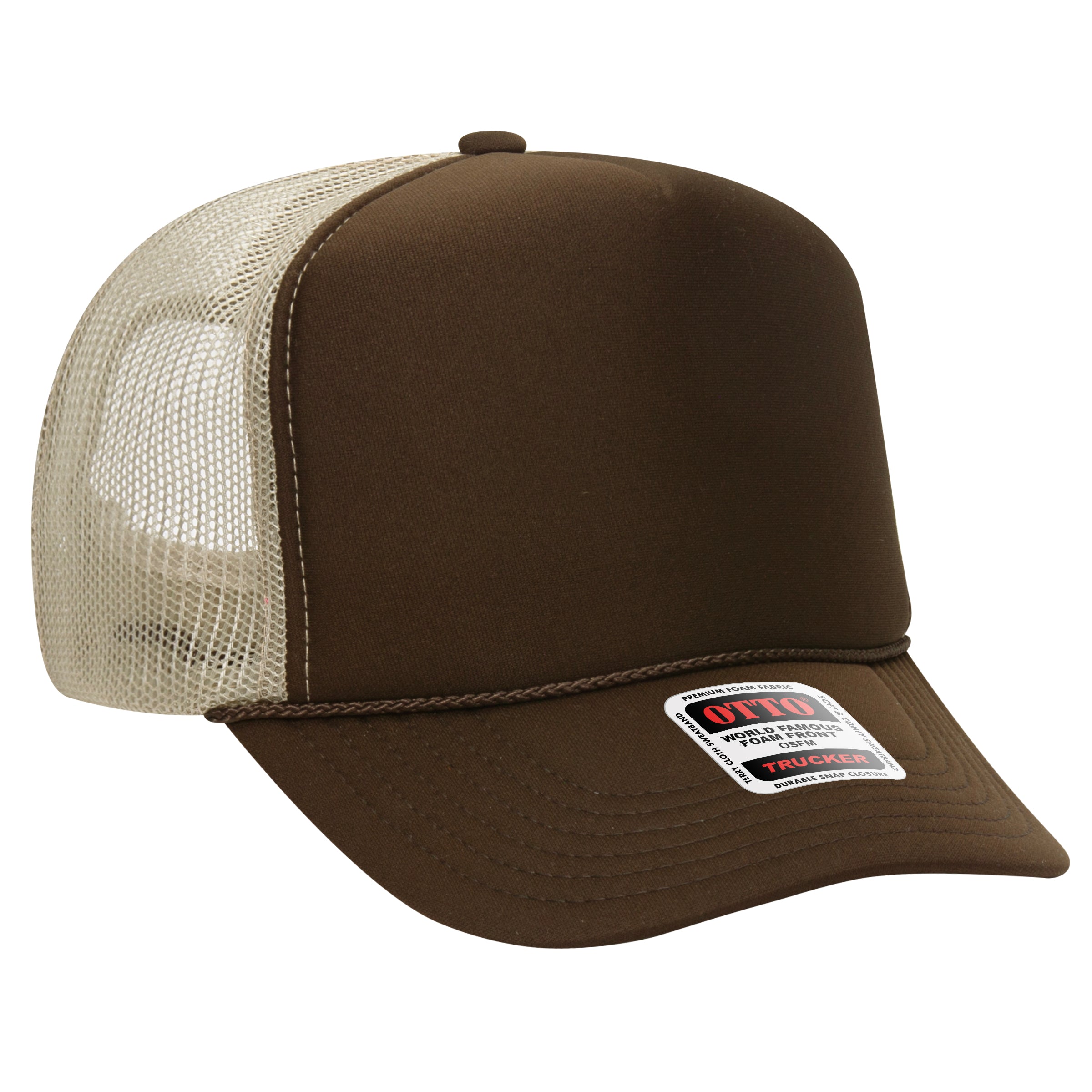 Custom Embroidered or DTF Printed - OTTO CAP® 5 Panel High Crown Mesh Back Trucker Hat