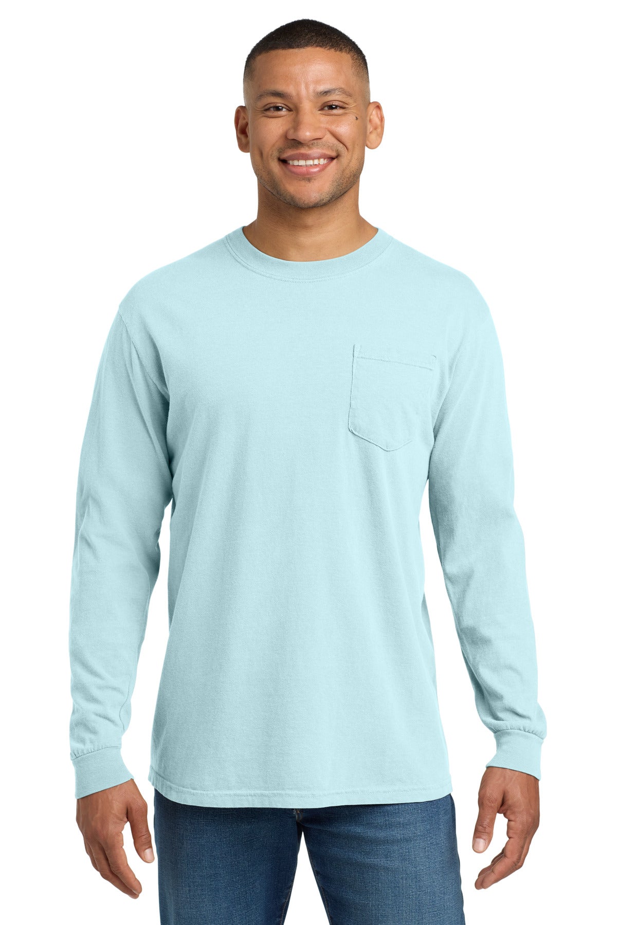 Custom Embroidery or DTF Print - COMFORT COLORS  ®  Heavyweight Ring Spun Long Sleeve Pocket Tee. 4410