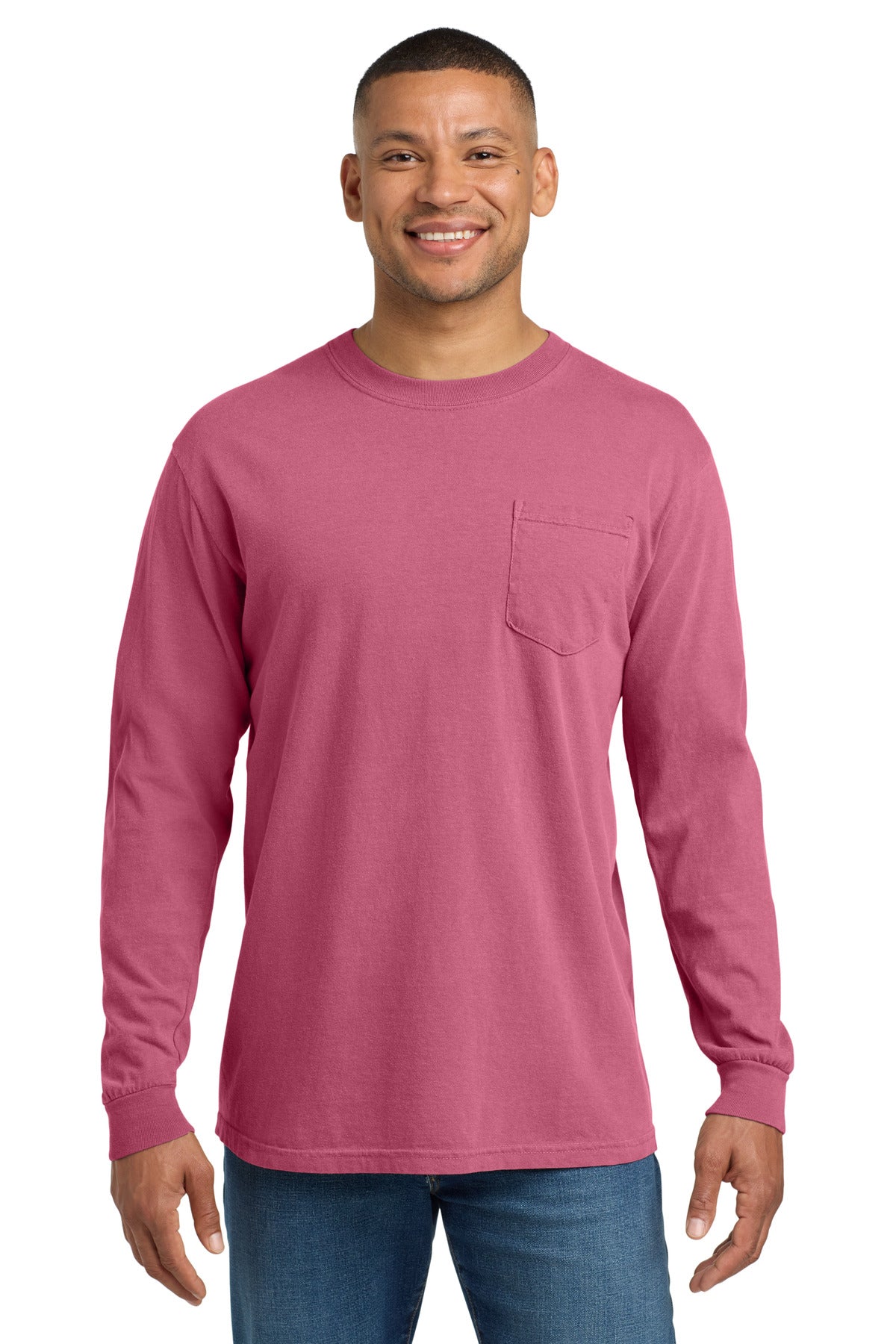 Custom Embroidery or DTF Print - COMFORT COLORS  ®  Heavyweight Ring Spun Long Sleeve Pocket Tee. 4410