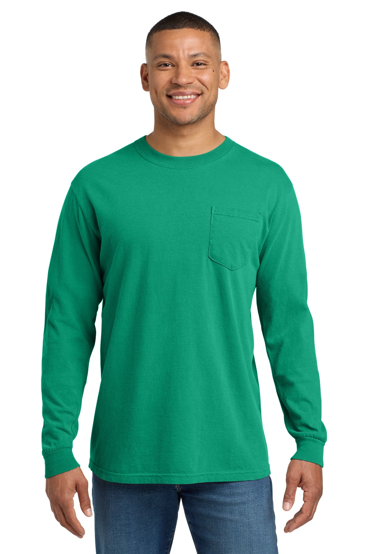 Custom Embroidery or DTF Print - COMFORT COLORS  ®  Heavyweight Ring Spun Long Sleeve Pocket Tee. 4410